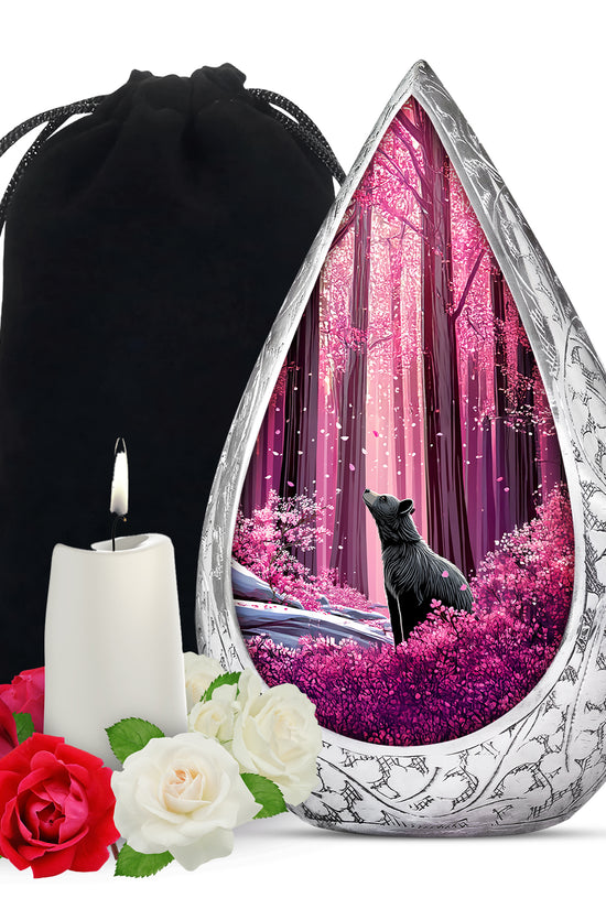 Cherry Blossom Memorial Urn - Bear Funeral Urn For Adults Ashes