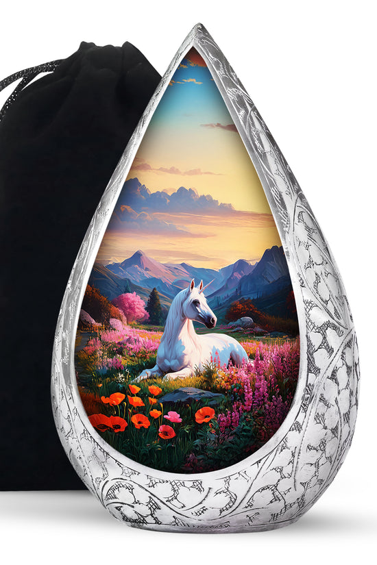 Nature Unicorn Cremation Urn – Flower Field Memorial Urn For Ashes