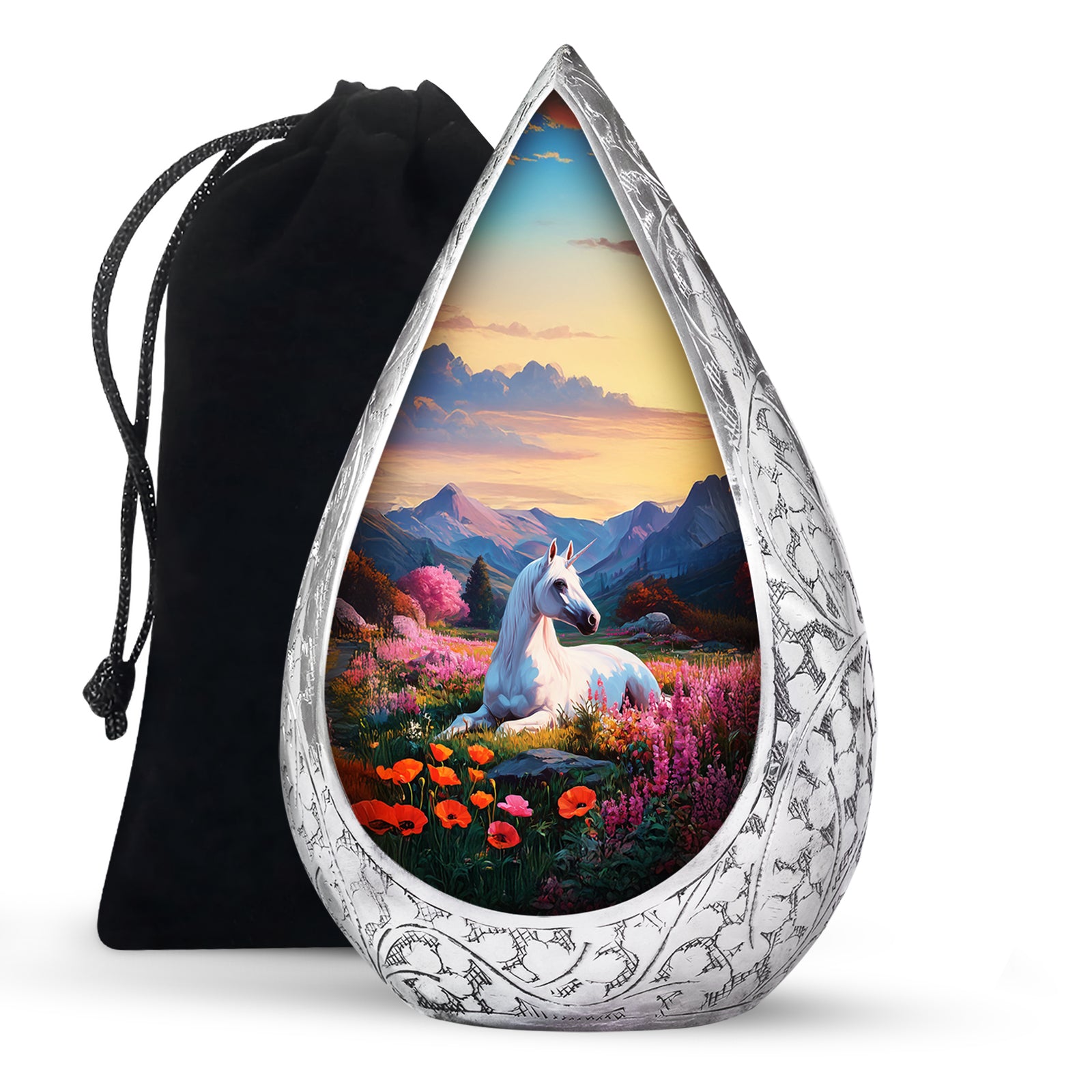 Nature Unicorn Cremation Urn – Flower Field Memorial Urn For Ashes