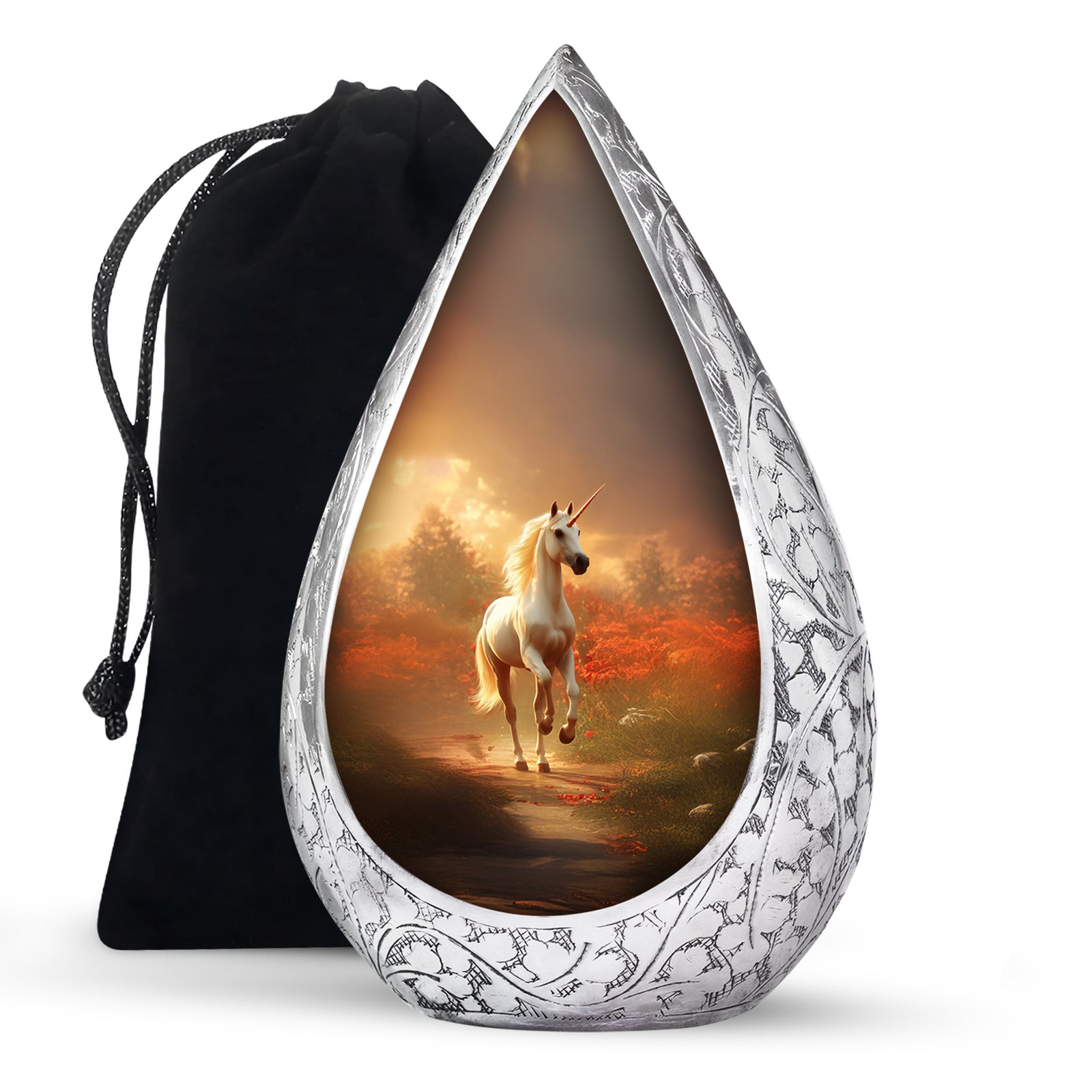 Golden Unicorn Funeral Urn - Forest Memorial Urn For Loved Ones Ashes