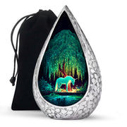 White Unicorn Memorial Urn - Glowing Tree Funeral Urn For Human Ashes