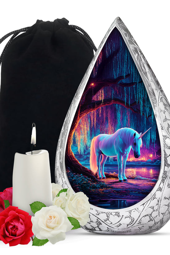 Neon Forest Unicorn Urn - Memorial Urn For Mother & Father