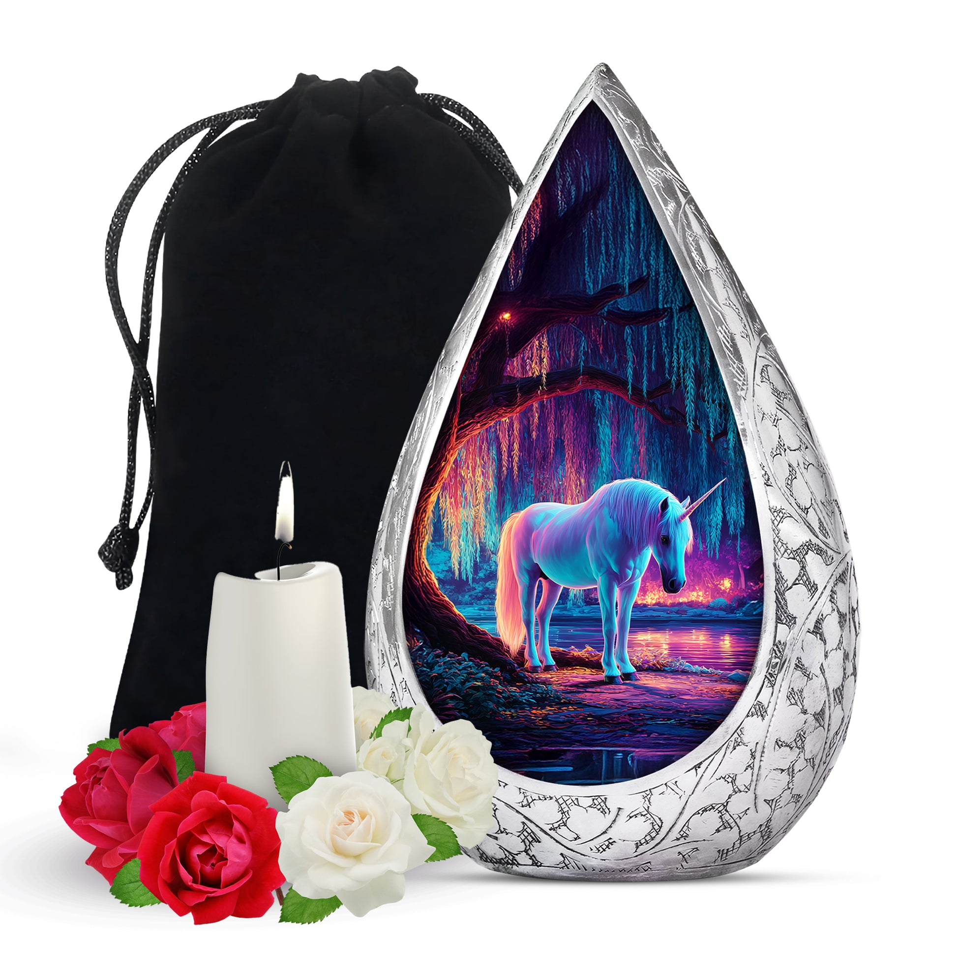 Neon Forest Unicorn Urn - Memorial Urn For Mother & Father