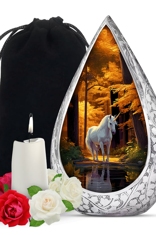 Unicorn Memorial Urn - Autumn Forest Cremation Urn For Adults Ashes