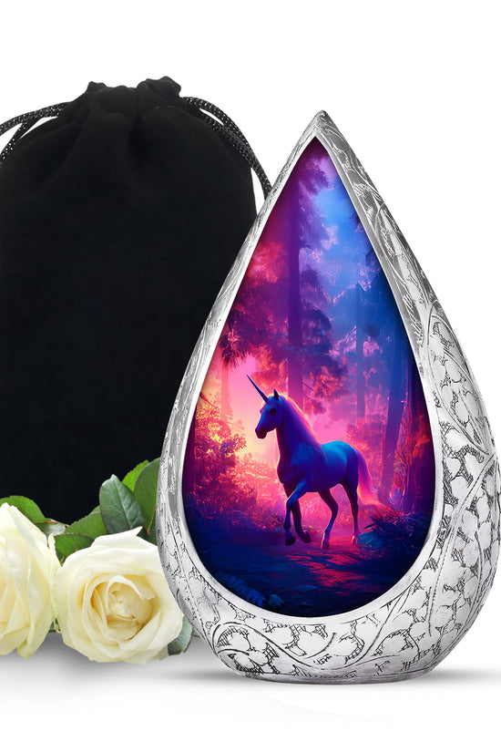 Unicorn Forest Funeral Urn - Neon Aluminium Urn For Human Ashes