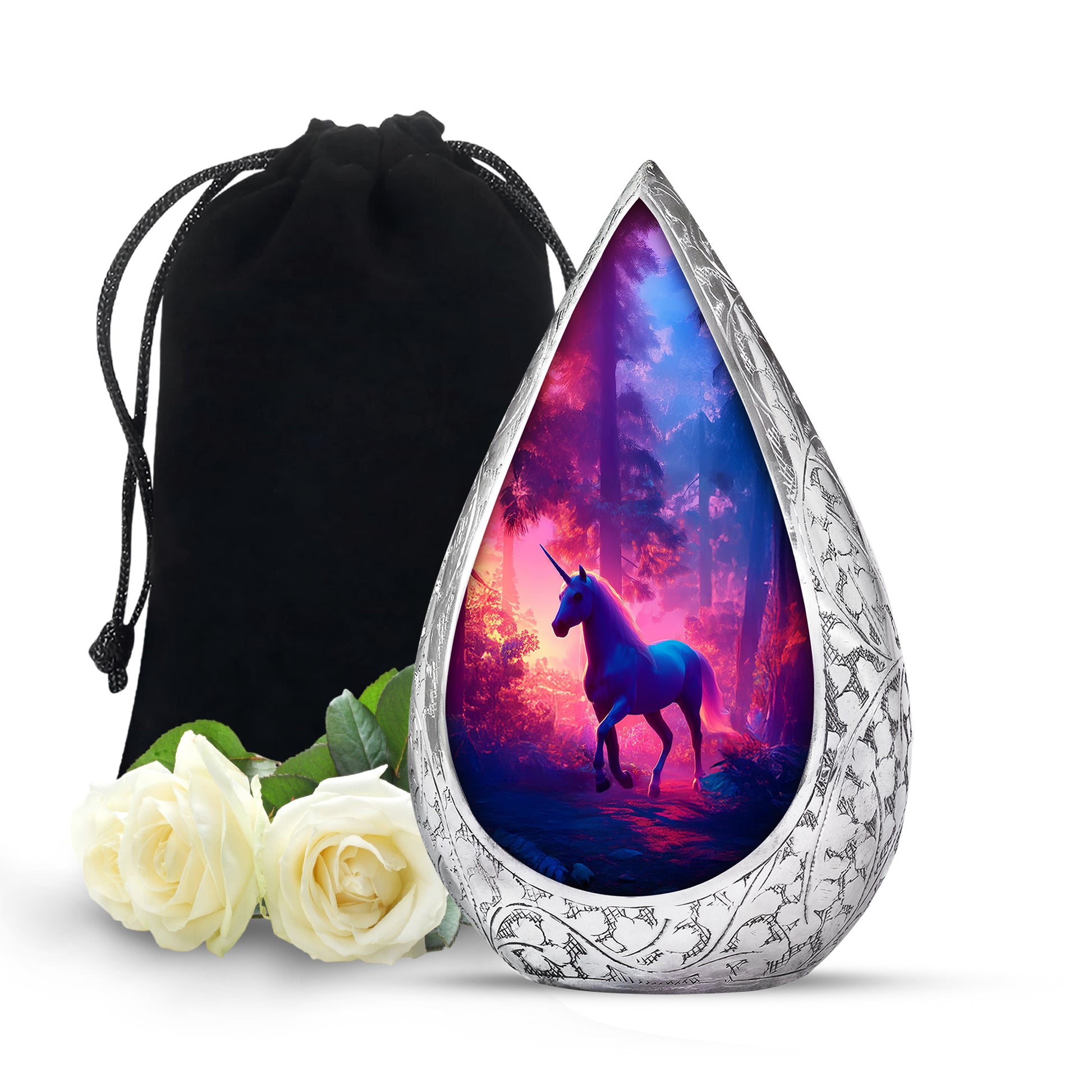 Unicorn Forest Funeral Urn - Neon Aluminium Urn For Human Ashes