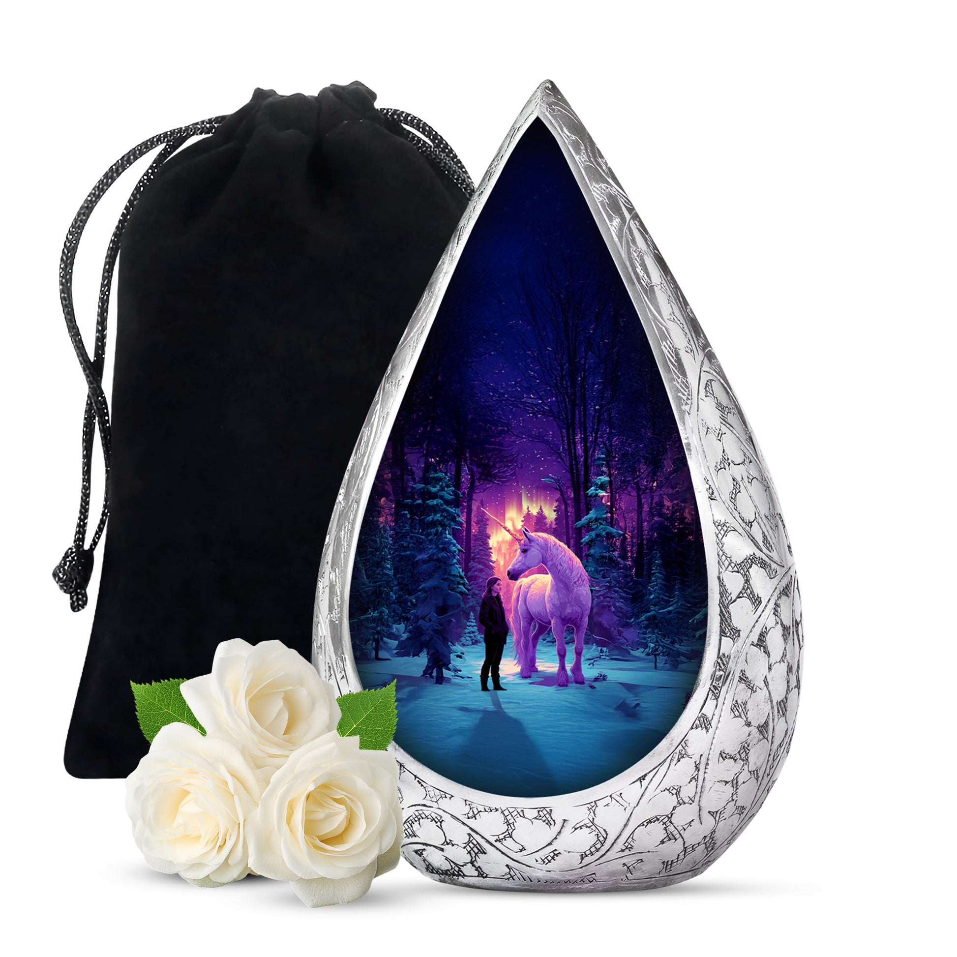 Unicorn Theme Memorial Urn - Purple Aluminium Funeral Urn For Ashes