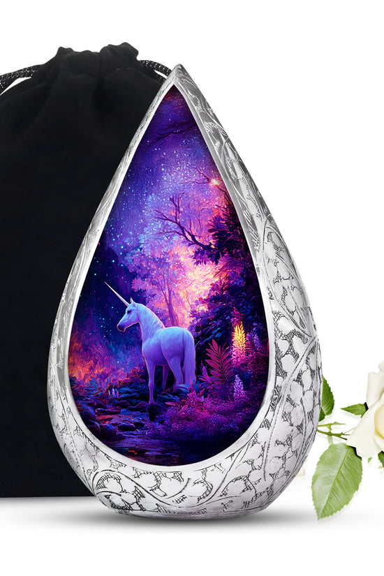 Magical Unicorn Memorial Urn - Forest Funeral Urn For Adult Ashes