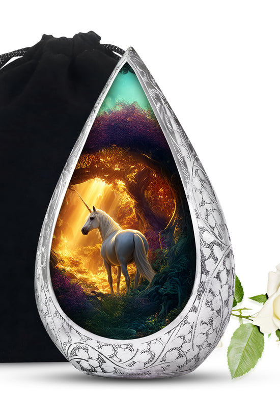 Golden Unicorn Funeral Urn - Forest Memorial Urn For Burial