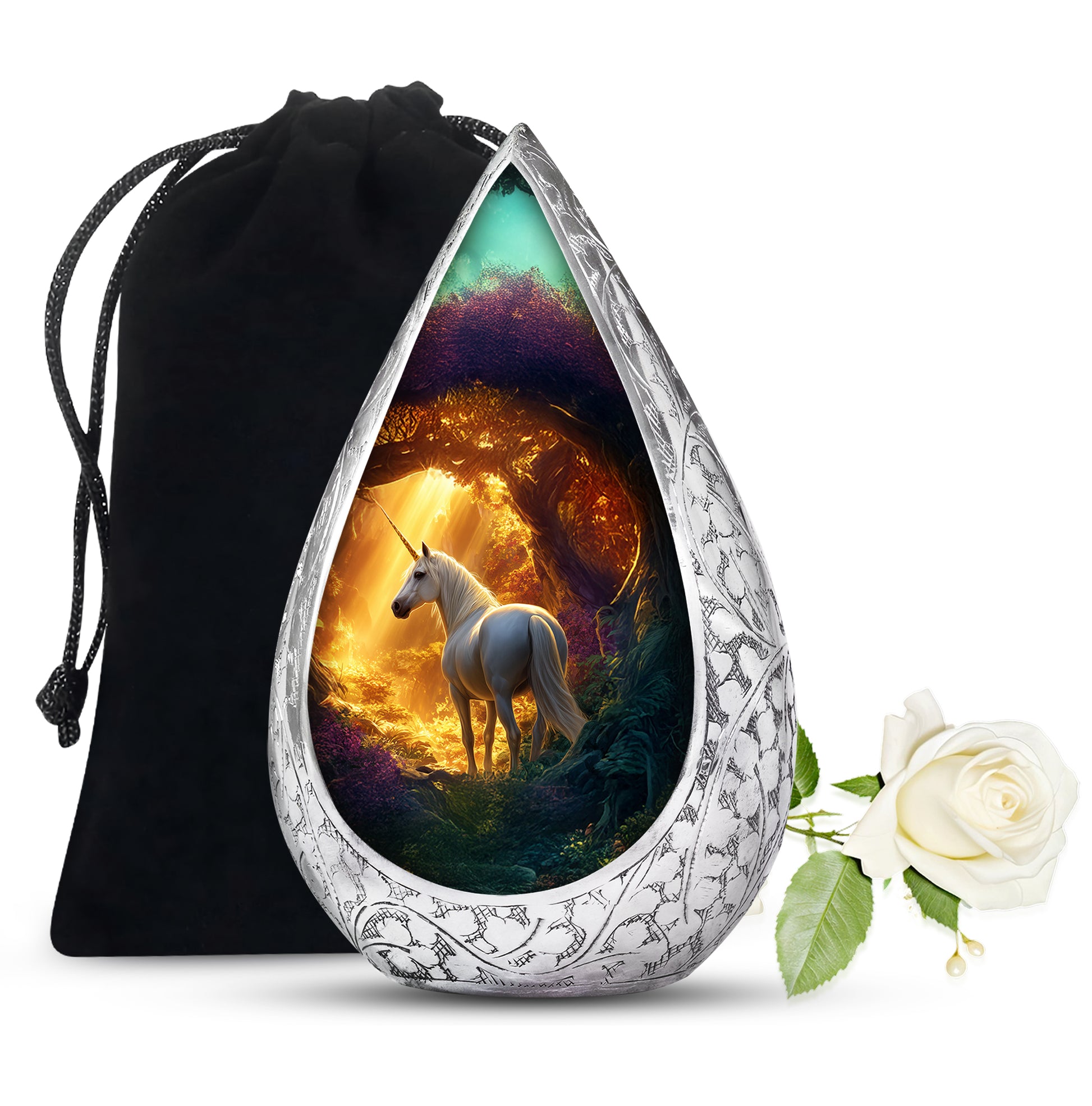Golden Unicorn Funeral Urn - Forest Memorial Urn For Burial
