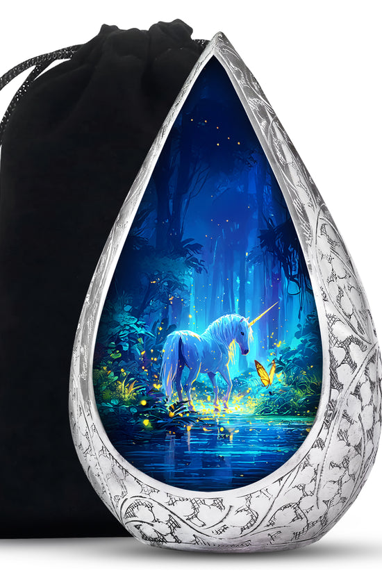 Mystical Unicorn Funeral Urn - Beautiful Forest Memorial Urn For Human Ashes