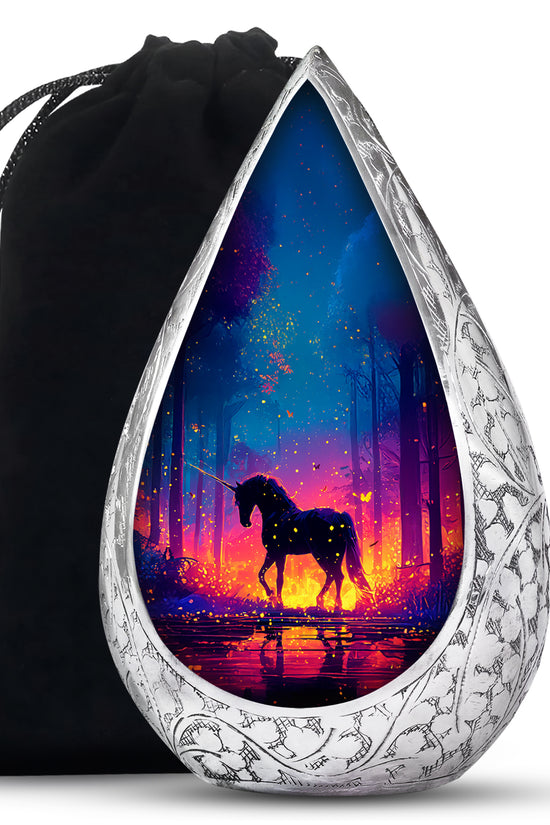 Fire Unicorn Memorial Urn - Forest Funeral Cremation Urn For Adult Ashes
