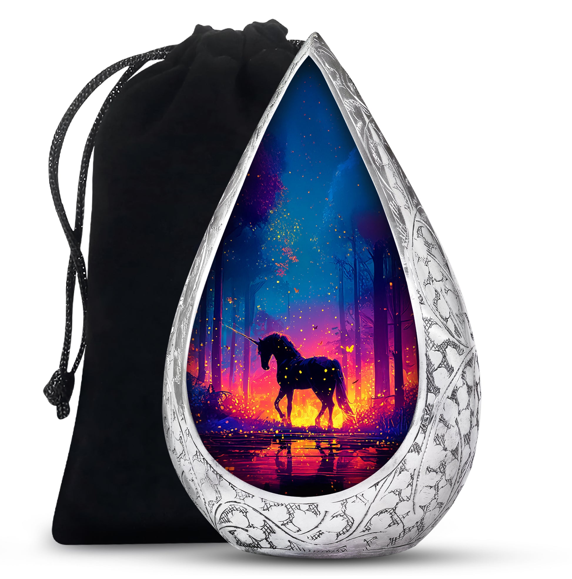 Fire Unicorn Memorial Urn - Forest Funeral Cremation Urn For Adult Ashes