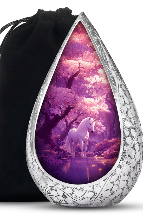 Beautiful Unicorn Cremation Urn - Purple Memorial Urn For Burial