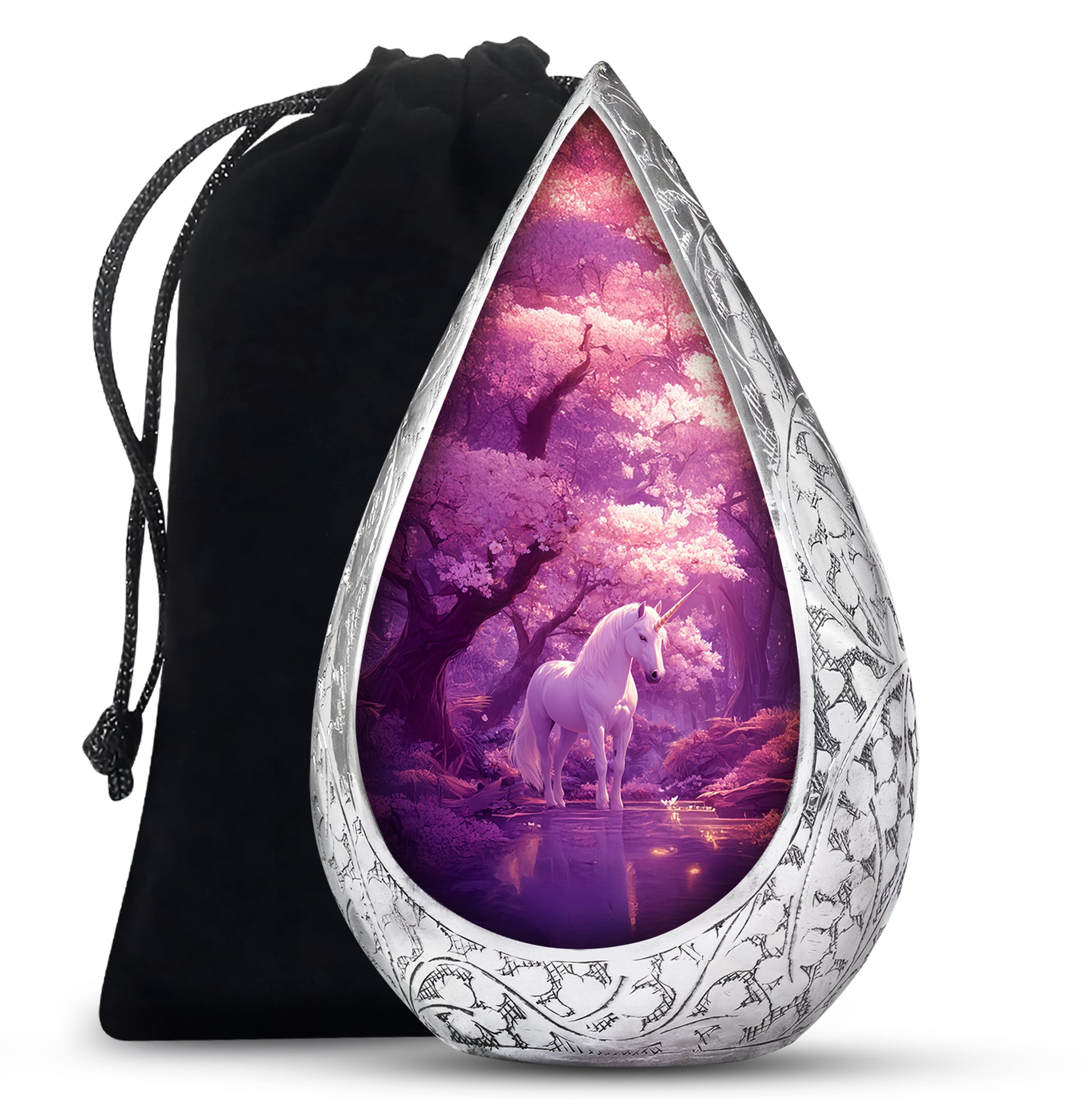 Beautiful Unicorn Cremation Urn - Purple Memorial Urn For Burial