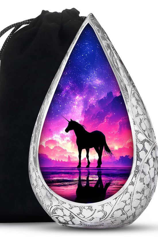 Galaxy Unicorn Cremation Urn - Fantasy Night Sky Memorial Urn For Burial