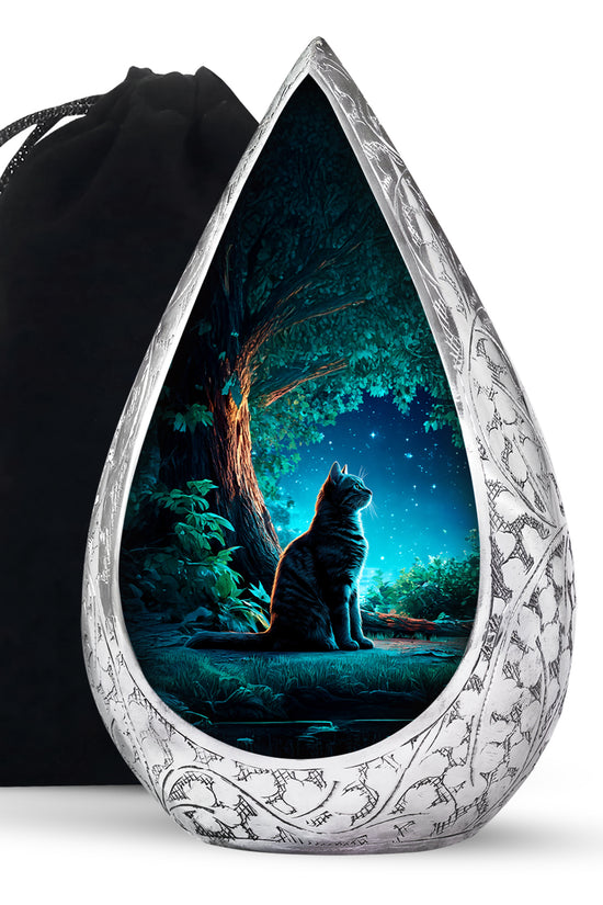 Night Cat Memorial Urn - Moonlight Cremation Urn For Human Ashes