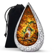 Autumn Golden Cat Memorial Urn - Decorative Funeral Urn For Adult Ashes