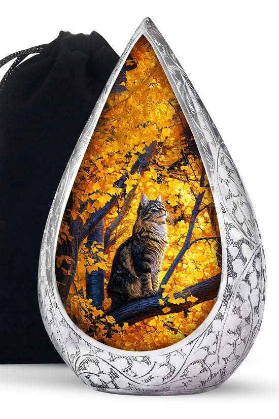 Autumn Nature Cat Cremation Urn - Elegant Funeral Urn For Human Ashes