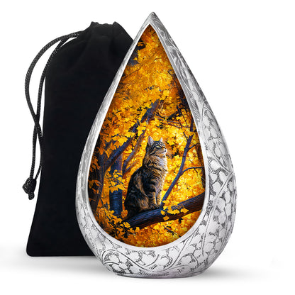Autumn Nature Cat Cremation Urn - Elegant Funeral Urn For Human Ashes