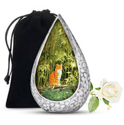 Orange Cat Cremation Urn - Nature Bamboo Design Memorial Urn For Cat Ashes