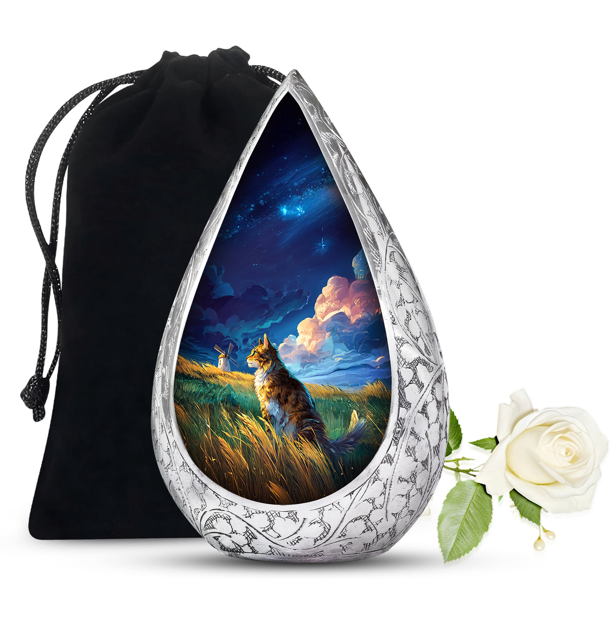 Cat Memorial Urn - Artistic Nature Funeral Urn For Pet Ashes