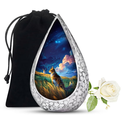 Cat Memorial Urn - Artistic Nature Funeral Urn For Pet Ashes