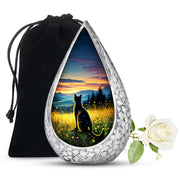 Black Cat Memorial Urn - Sunset Mountain Cremation Urn For Cat Ashes