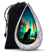 Mystic Cat Temple Funeral Urn - Decorative Aluminium Urn For Cat Ashes