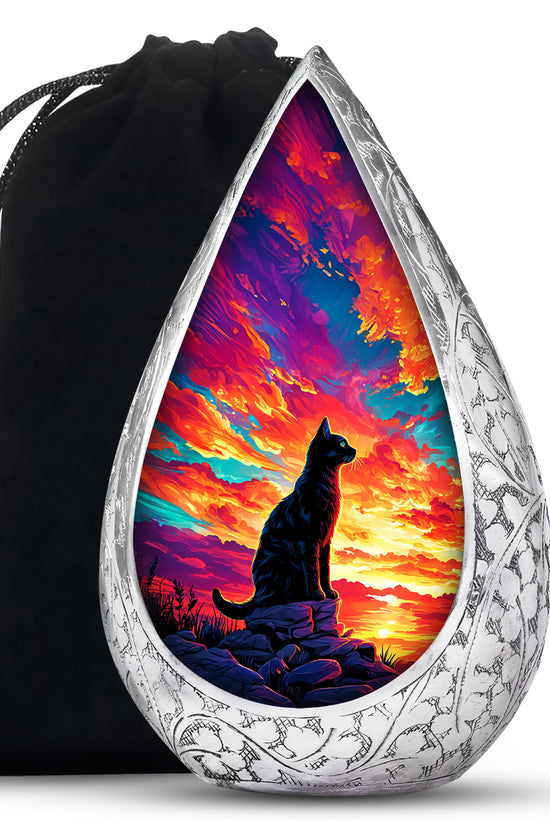 Black Cat Cremation Urn - Artistic Funeral Urn For Pet Ashes