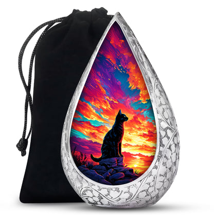 Black Cat Cremation Urn - Artistic Funeral Urn For Pet Ashes