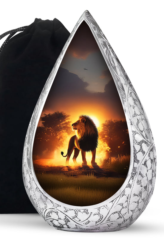 Lion Sunset Urn - Beautiful Burial Urns For Adult Human Ashes