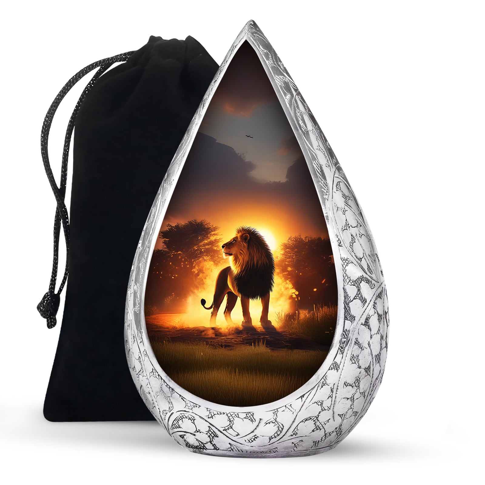 Lion Sunset Urn - Beautiful Burial Urns For Adult Human Ashes