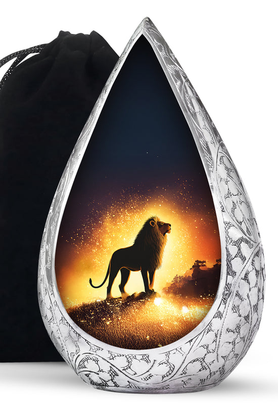 Lion Theme Cremation Urn - Memorial Container Urns For Human Ashes