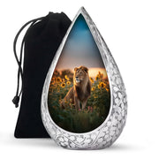 Lion Tribute Funeral Urn - Sunflower Field Cremation Urn For Men