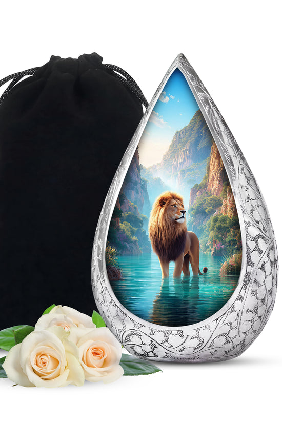 Majestic Lion Cremation Urn - Serene Valley Memorial Urn For Adult Ashes