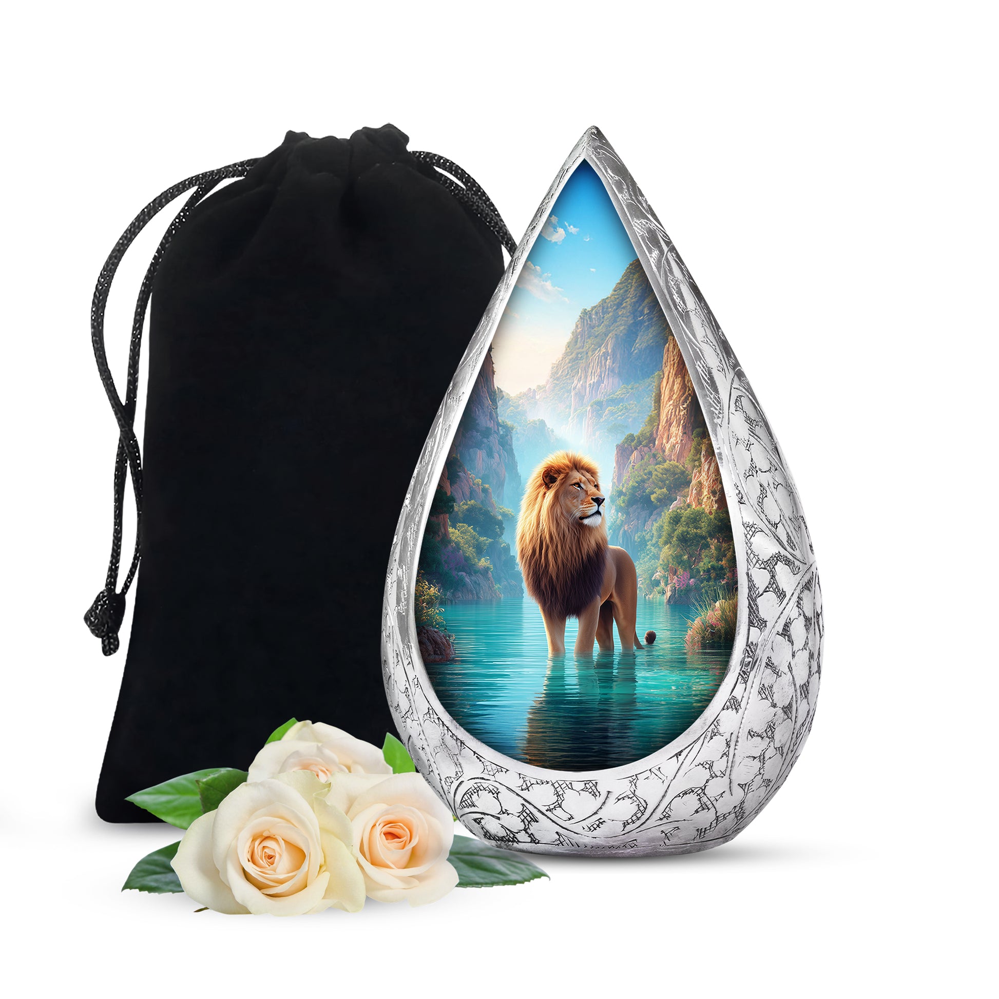Majestic Lion Cremation Urn - Serene Valley Memorial Urn For Adult Ashes