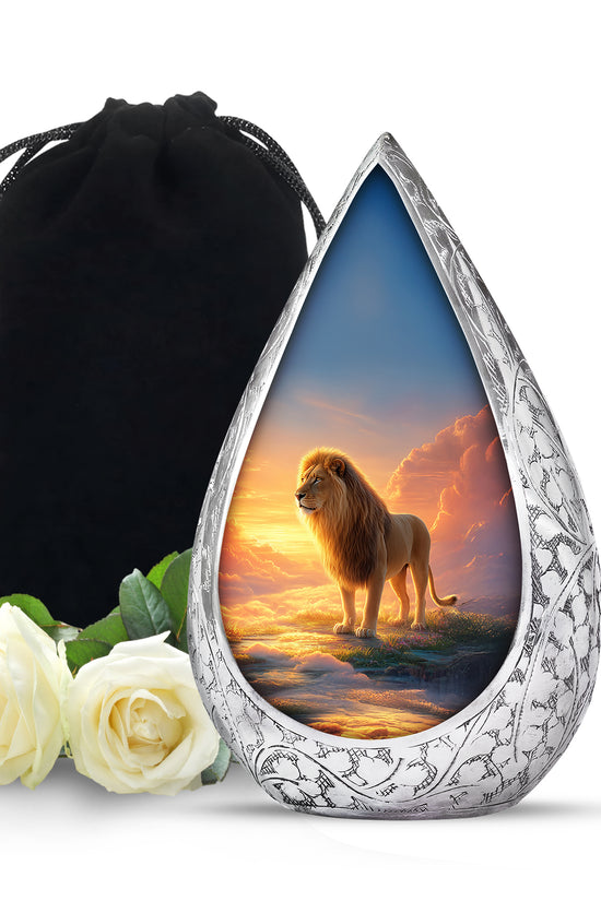 Golden Sky Lion Memorial Urn - Cremation Urn For Adult Ashes