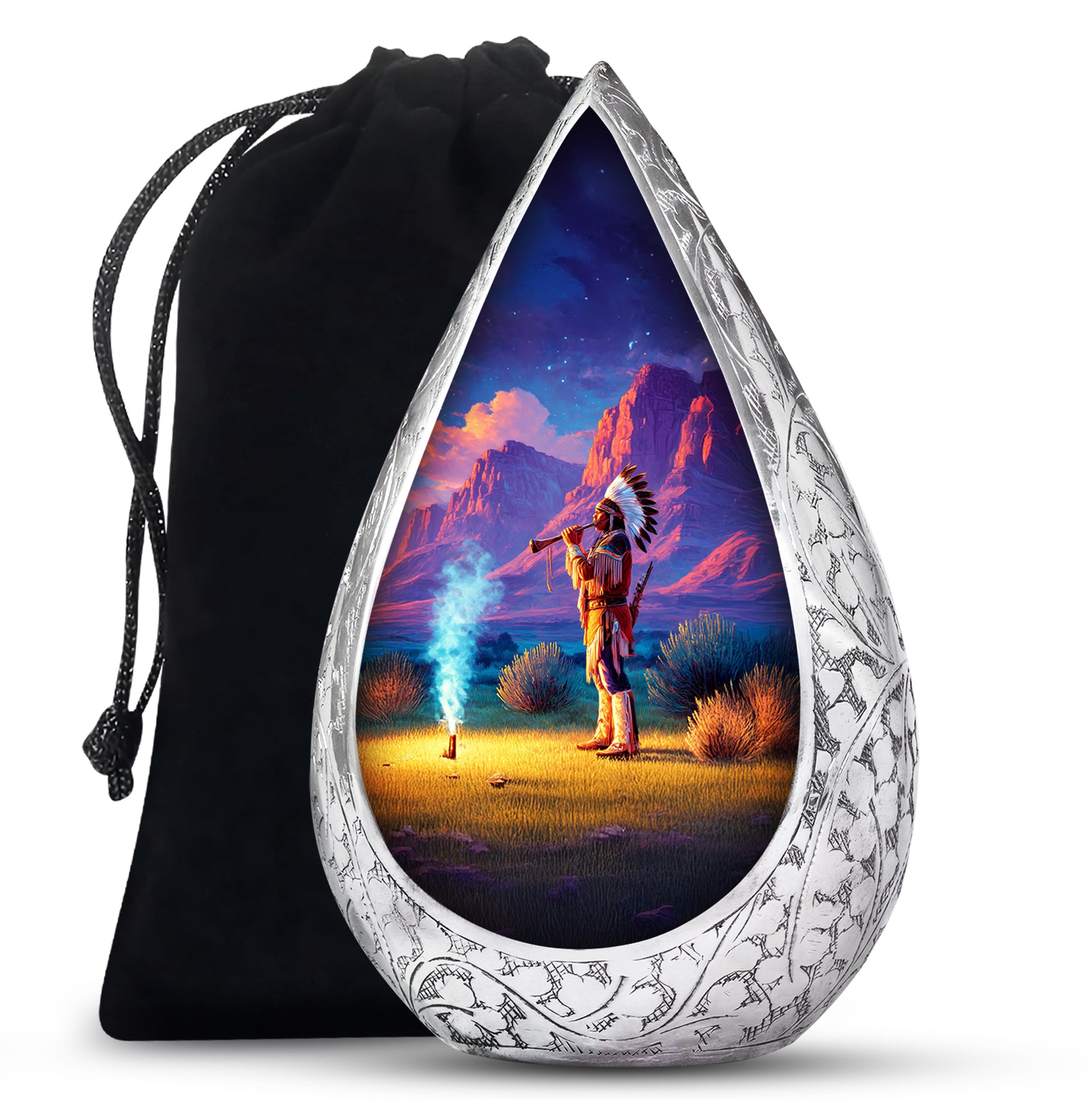 Native American Cremation Urn -Sunset Memorial Urn For Men