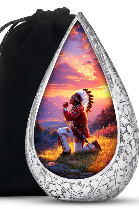 Native American Prayer Cremation Urn - Sunset Funeral For Burial