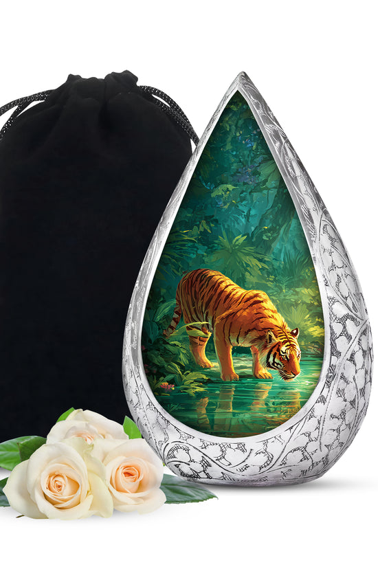 Forest Tiger Funeral Urn - Tropical River Memorial Urn For Burial