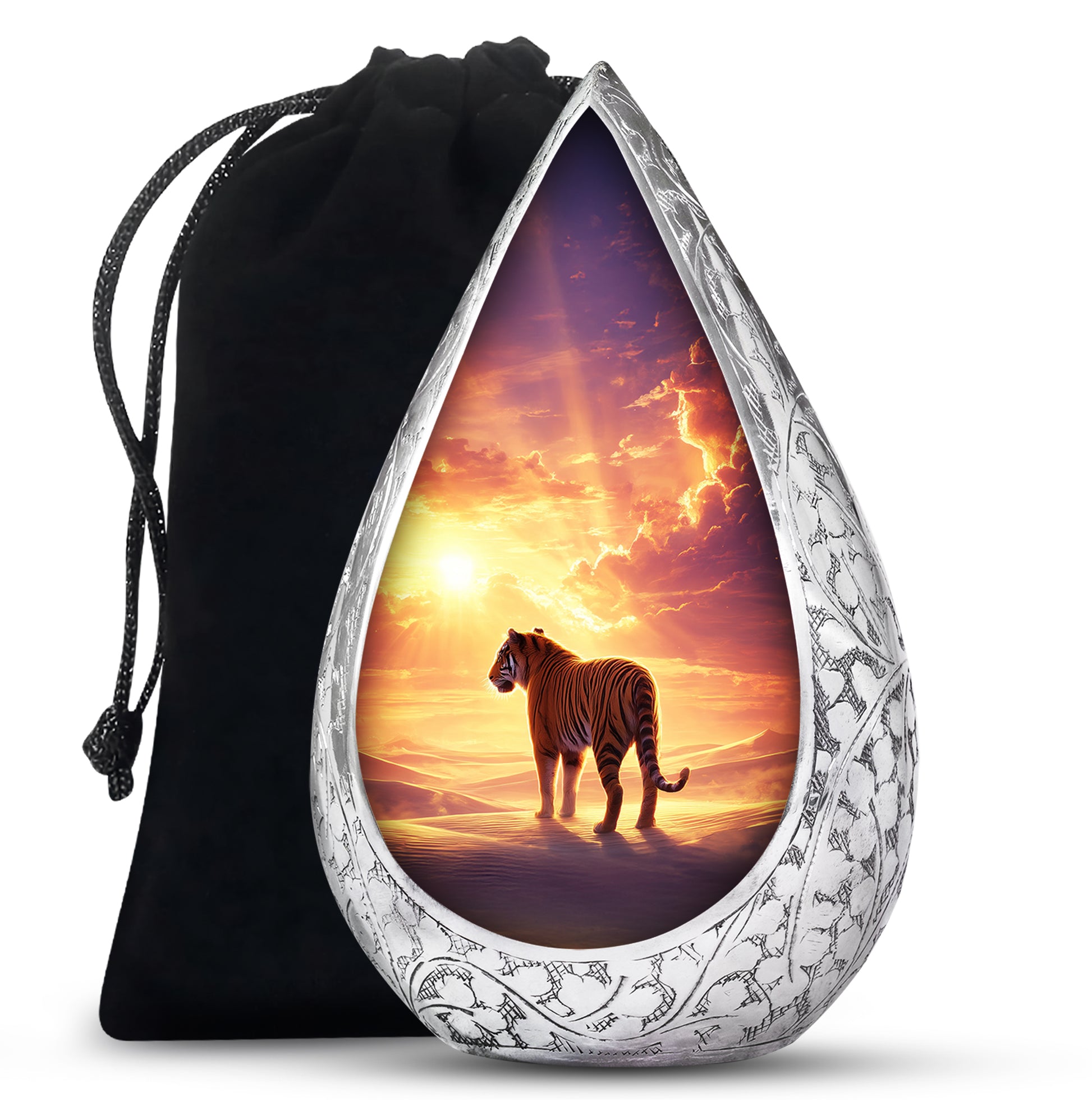 Sunset Tiger Cremation Urn - Majestic Memorial Urn For Male