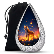 Mountain Tiger Memorial Urn - Beautiful Night Blue Funeral Urn For Humans