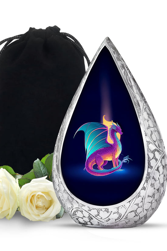 Artistic Neon Dragon Funeral Urn - Aluminium Memorial Urn For Ashes