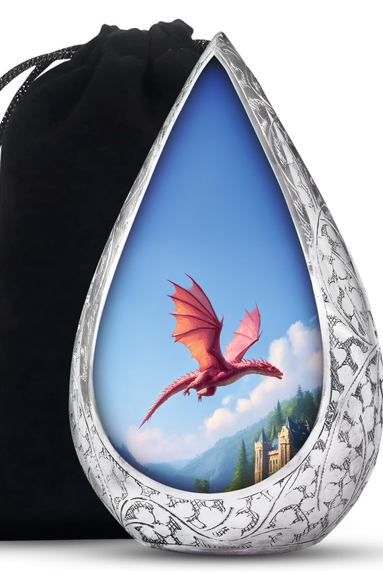 Flying Dragon Funeral Urn - Blue Cremation Urn For Human Ashes