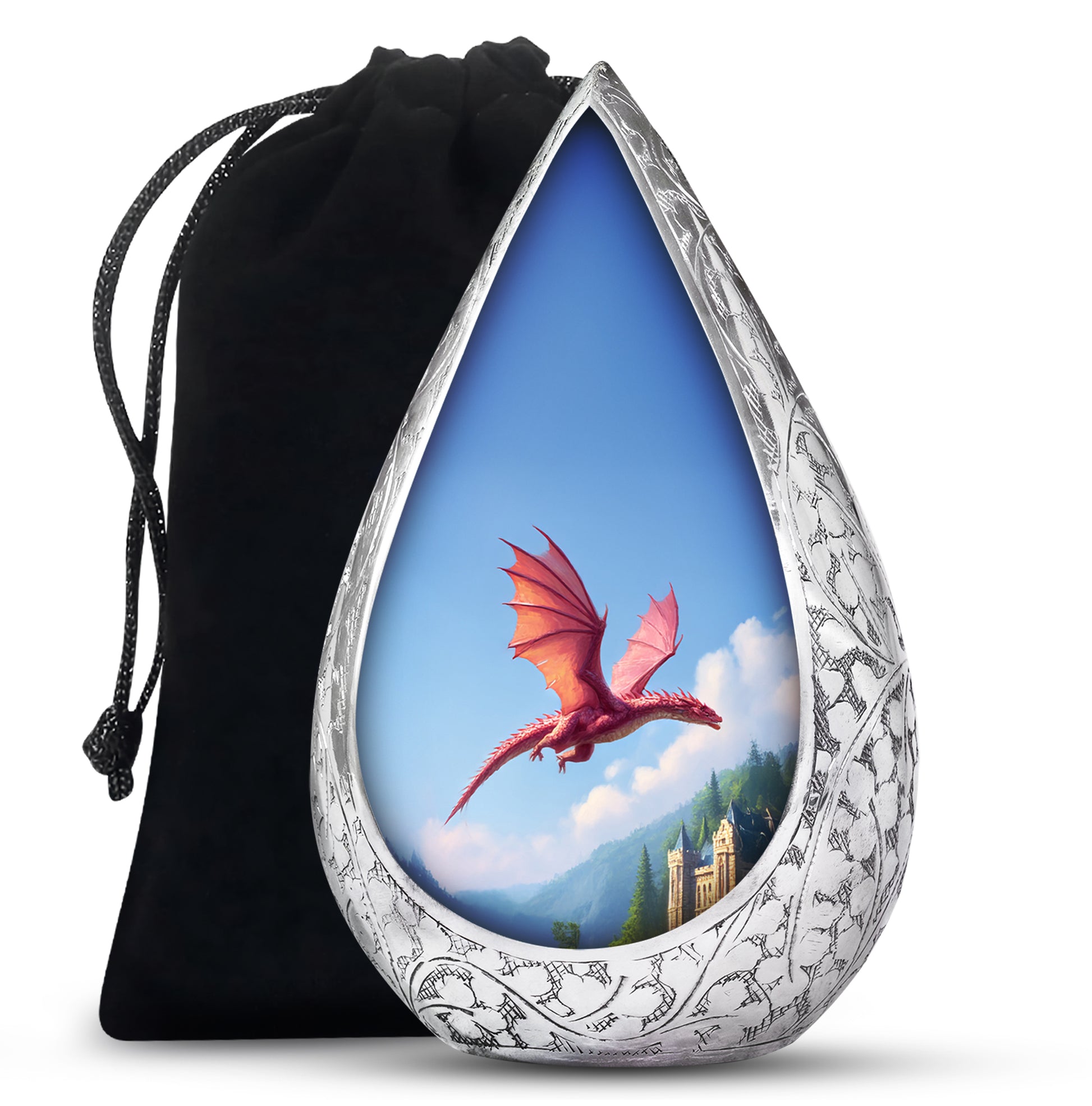 Flying Dragon Funeral Urn - Blue Cremation Urn For Human Ashes
