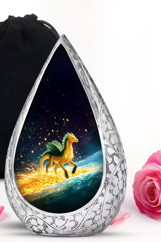 Golden Dragon Cremation Urn - Fantasy Memorial Urn For Human Ashes