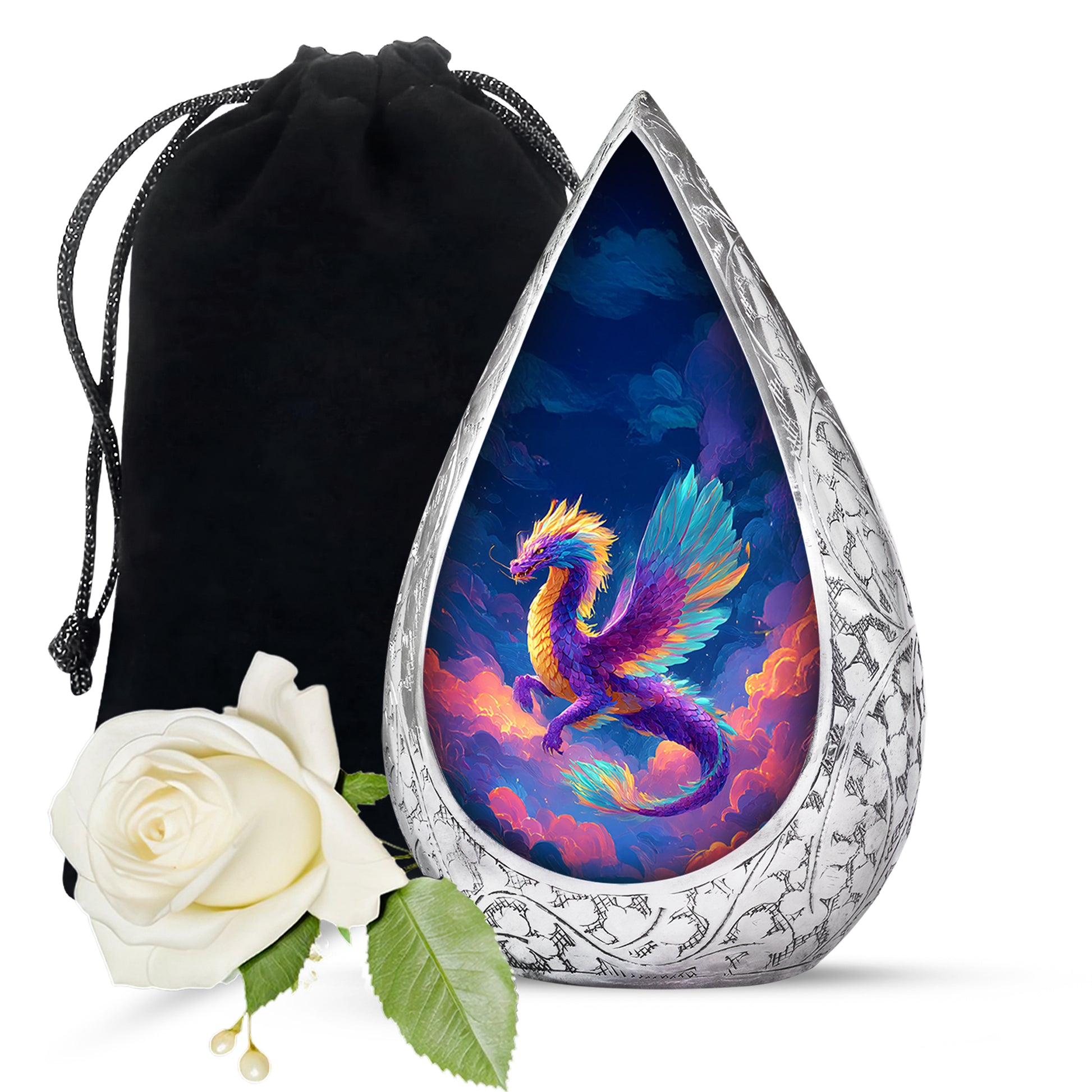 Rainbow Dragon Cremation Urn - Artistic Cremation Urn For Male & Female