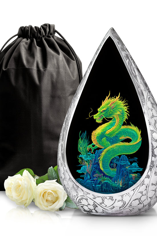 Green Dragon Cremation Urn - Black Memorial Urn For Loved Ones