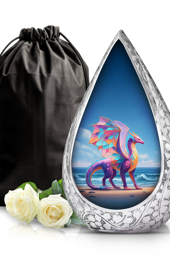 Colorful Dragon Memorial Urn - Ocean Fantasy Cremation Urn For Burial